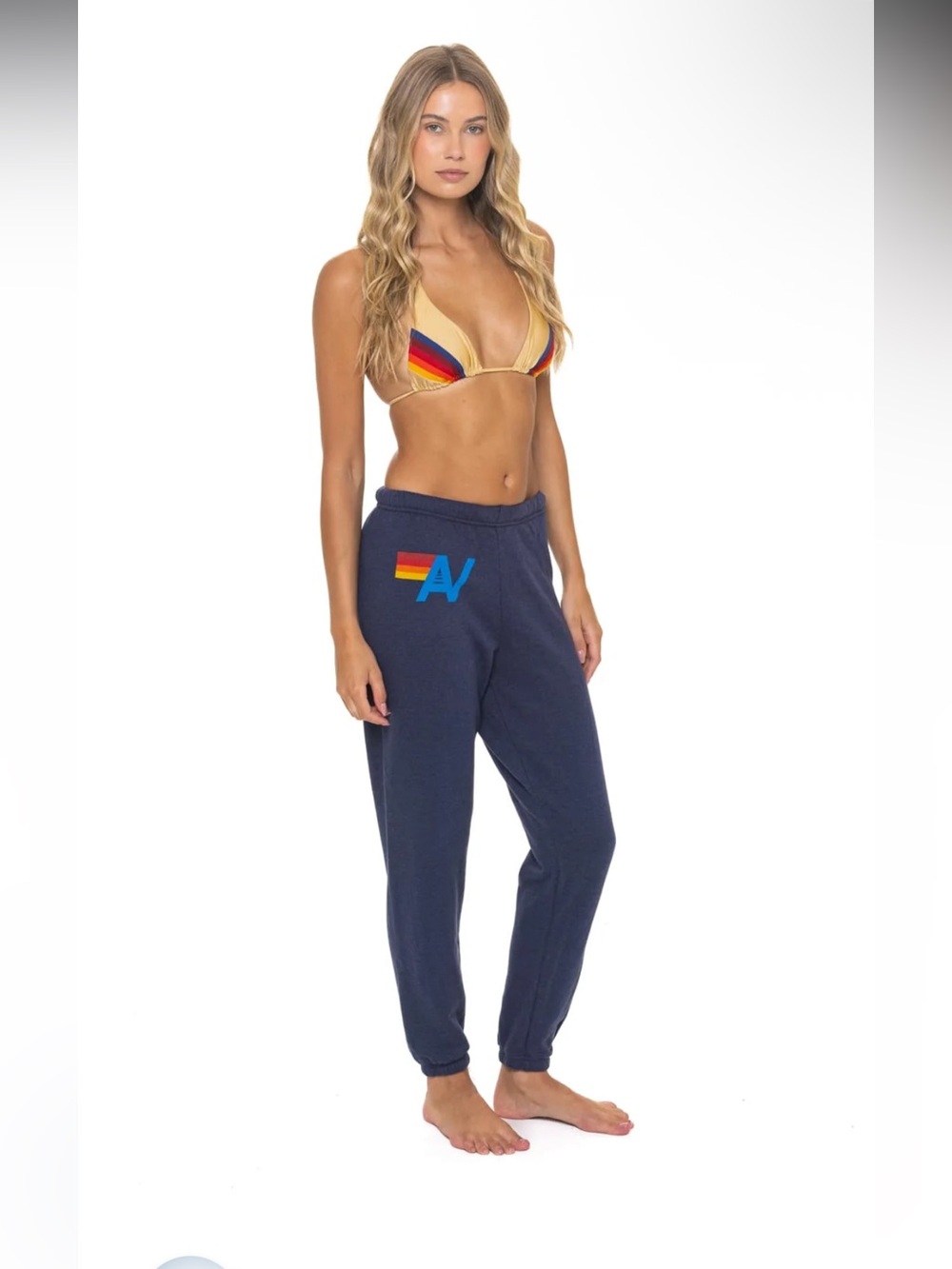 Aviator Nation Logo Sweatpants Navy Blue Womens Sz L